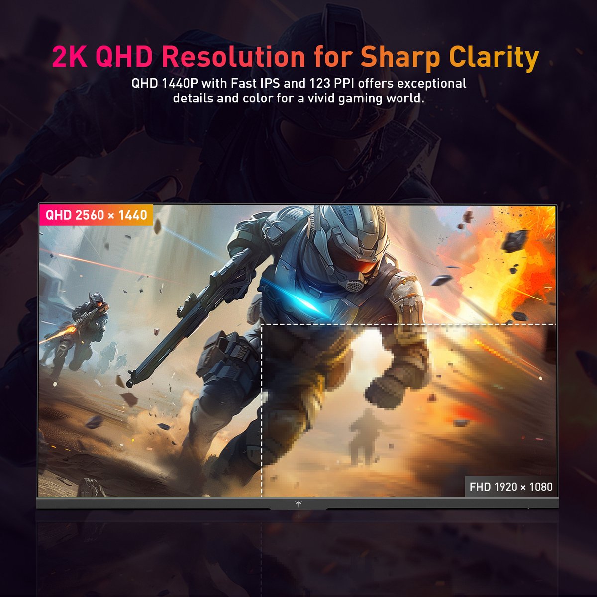 Gamingmonitor - 24-inch 2560*1440 16:9 snel IPS-scherm - 180 Hz - FreeSync en G-Sync - 126% sRGB - HDR-ondersteuningweinig blauw licht - ondersteuning voor wandmontage en kantelaanpassing - 2 x HDMI2.0 - 2 x DP1.4 - 1 x koptelefoonaansluiting - QUORE