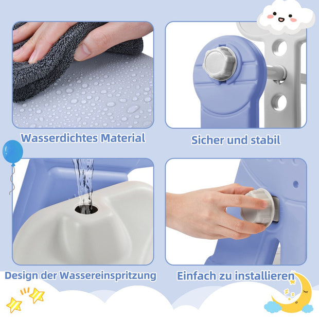 Glijbaan voor kinderen - 4 in 1 kinderglijbaan, schommel met basketbalstandaard, klimladder, schommel, tuinglijbaan voor binnen en buiten