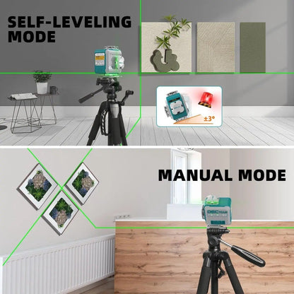 Distance meter - Cross line laser - Laser level - Line laser - 4D - 4/8/12/16 lines - Adjustable - 525Nm - 2600Mah - Green - With tripod - With accessories