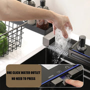 Roestvrijstalen gootsteen - Digitale display - Waterval kraan - Gootsteen - Wasbak - Keuken - Zwart