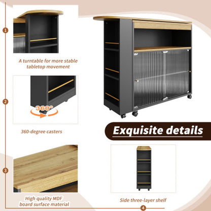 Uitschuifbare Bartafel met Opbergruimte - Moderne Verplaatsbare Bartafel - Telescopische Bartafel met LED - Bartafel - Bistrotafel - Hoge Tafel - Kookeiland - Bistrotafel - (138-204×39×105cm) - Zwart