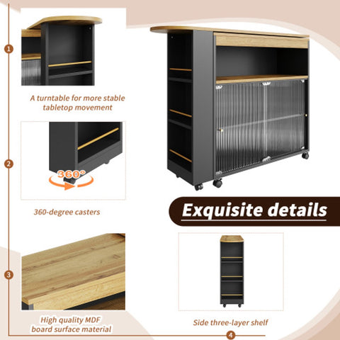 Uitschuifbare Bartafel met Opbergruimte - Moderne Verplaatsbare Bartafel - Telescopische Bartafel met LED - Bartafel - Bistrotafel - Hoge Tafel - Kookeiland - Bistrotafel - (138-204×39×105cm) - Zwart