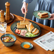 Luxe Serviesset – 11 delig – Porselein - Bordenset – Dinner platen – Dessertborden - Kommen - Schaaltjes - Groen