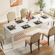 Keukentafel - Eettafel - 200 x 70 x 75 cm - Eetkamertafel Voor 6-8 Personen - met Stevige Metalen Poten - Industrieel Design - Vintage - Wit