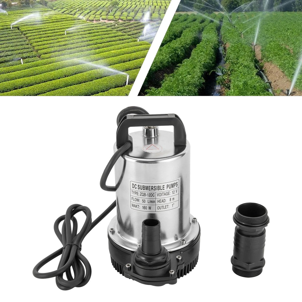 Dompelpomp - Vuil en Schoon Water - Compacte Vuilwaterpomp - Gepolijst RVS - Krachtig en Duurzaam - 50 L/min - 12V - 160W