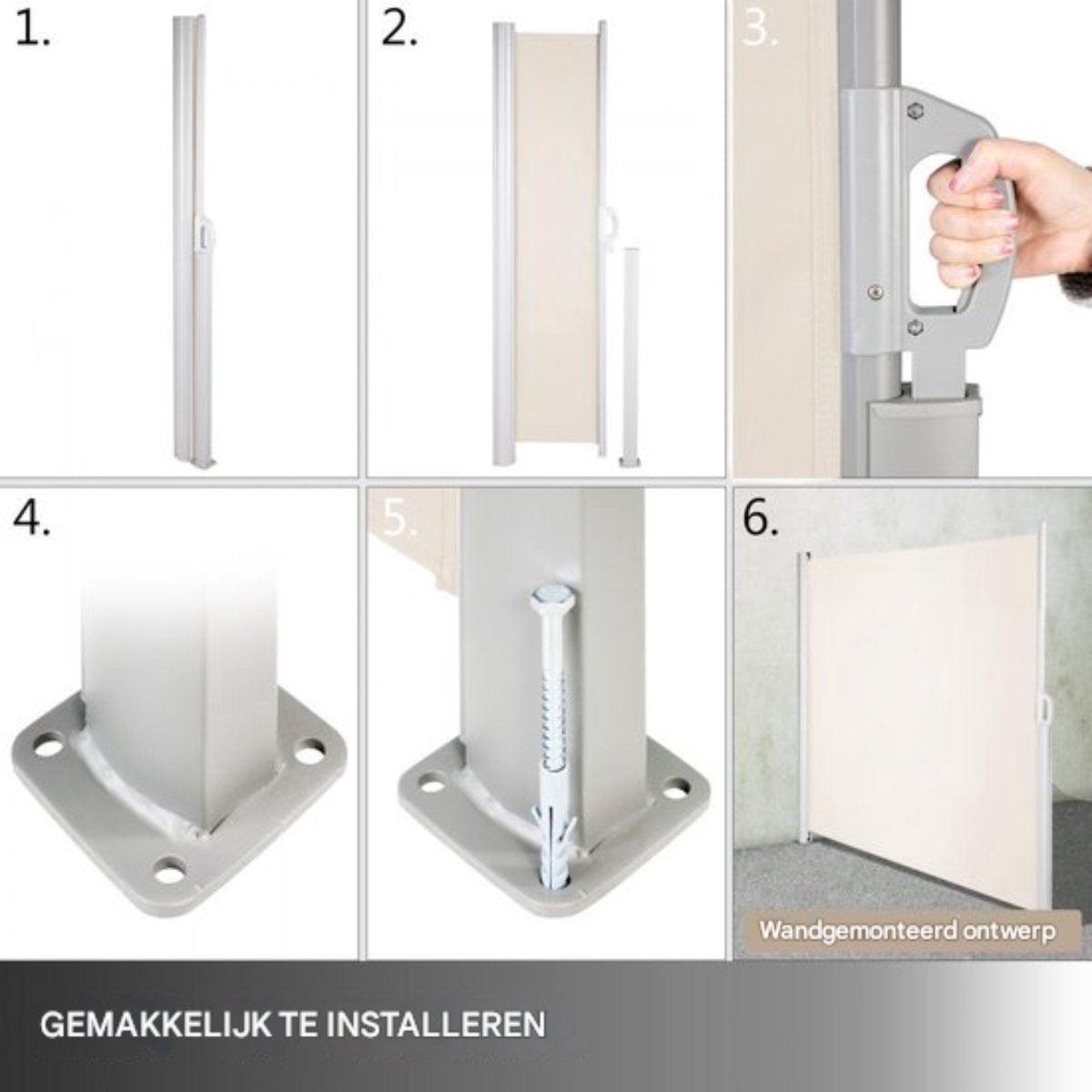 Windscherm - Uitschuifbaar Terras Rolgordijn - Uitschuifbare Zijluifel - Buitenprivacy Polyester - Waterdicht - Uitschuifbaar Terrasscherm - Ruimteverdeler - Windscherm - 160 x 300 cm (Copy)
