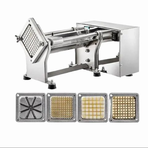 Elektrische Groentesnijder - Frietsnijder - Keukenmandoline - Groentesnijder - met 4 Verschillende Messen - Uiensnijder - Frietsnijder - Multifunctionele Groentesnijder - met Anti-slip - Roestvrij Staal