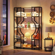 Boekenkast - Boekenrek met 5 Planken - Industrieel Vintage - Kasten Spaanplaat - Grijs en Zwart - 100 x 30 x 180 cm