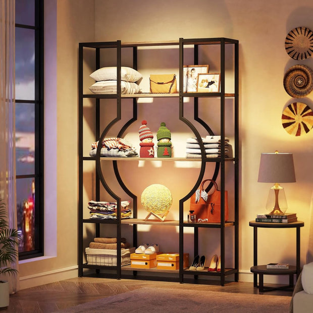 Boekenkast - Boekenrek met 5 Planken - Industrieel Vintage - Kasten Spaanplaat - Grijs en Zwart - 100 x 30 x 180 cm