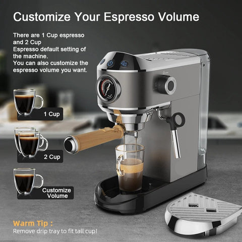 Espressoapparaat - Professionele Kwaliteit - 20 Bar - Semi-automatisch - Melkopschuimer - Inclusief Koffiemolen - Barista - Espresso - Cappuccino - Latte en Mocha