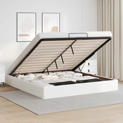 Bedframe 160x200 cm - Wit Kunstleer Bed Frame - Boxspring - Tweepersoonsbed - Slaapcomfort - Modern Design