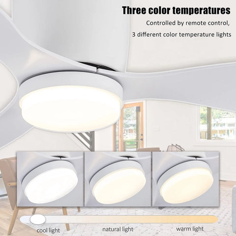 Plafondventilator met verlichting - 132cm - Afstandsbediening - Plafond Lamp - Wit - Slaapkamer - LED - Timer - 6 standen - Plafonniere