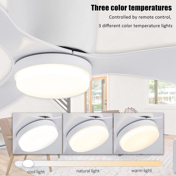 Plafondventilator met verlichting - 132cm - Afstandsbediening - Plafond Lamp - Wit - Slaapkamer - LED - Timer - 6 standen - Plafonniere