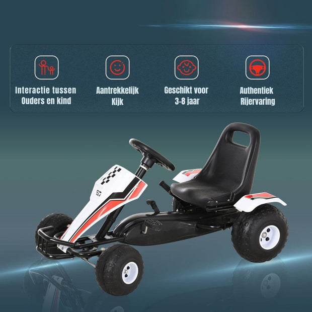 Skelters voor Jongens - Ligfiets - Verstelbaar Zadel - 104x66x57cm - Zwart/Wit