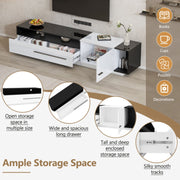 Modern Tv-kast - in Wit - Met een Uniek Patroon - 170x38x42cm - voor Televisie tot 80 inch - Twee Deuren - Kabelbeheer