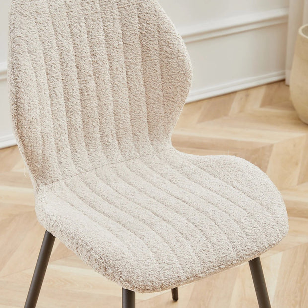 Eetkamerstoelen set van 4 - Rugleuning - Fauteuil - Woonkamerstoelen - Kuipstoelen - Comfi Linnen Stof - Gewatteerde zitting - Metalen poten - Beige