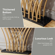 Grid Console Table - Moderne Gouden Consoletafel - Haltafel - Wandtafel met Rastervormig Metalen Onderstel - Ideaal voor Ingang, Gang en Entree - Zwart - Goud - Marmer - 150 x 80 x 30 cm (B x H x D)