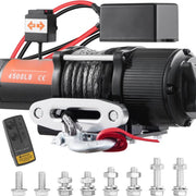 Elektrische lier - 12V - Lier - 4500lbs/2041kg - Offroad Motorlier - Kabel Elektrische Lier - Nylon Touw met Draadloze Afstandsbediening - Zwart