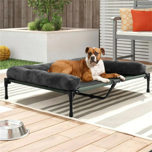 XXL Dog Bed - Dog Sofa - Dog Bench - Elevated - Pet Basket - Pet Cushion - Pet Mat - Pet Bed - For Indoor and Outdoor Use - Lounger - Removable Plush Bolster - Cooling for the Summer