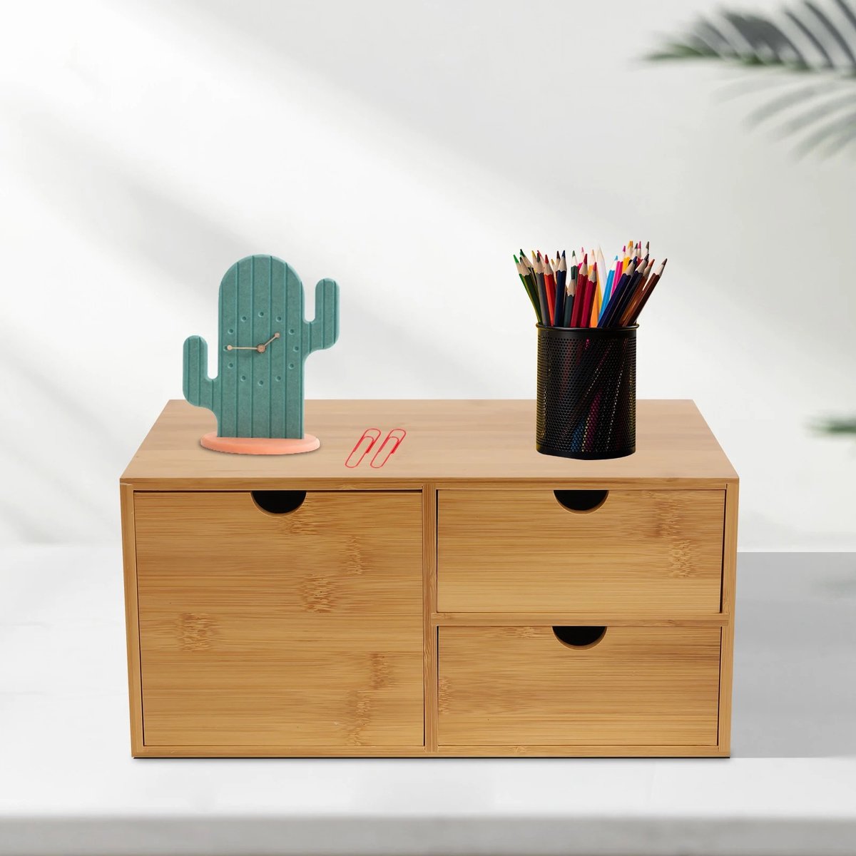 Bureau-organizer - Lades - Bureau-accessoires - Bureaukast - 33 cm x 19 cm x 16 cm - Bamboe - Houtkleur