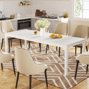 Keukentafel - Eettafel - 200 x 70 x 75 cm - Eetkamertafel Voor 6-8 Personen - met Stevige Metalen Poten - Industrieel Design - Vintage - Wit