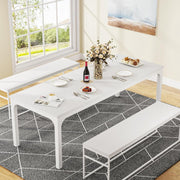 Keukentafel - Eettafel - 200 x 70 x 75 cm - Eetkamertafel Voor 6-8 Personen - met Stevige Metalen Poten - Industrieel Design - Vintage - Wit