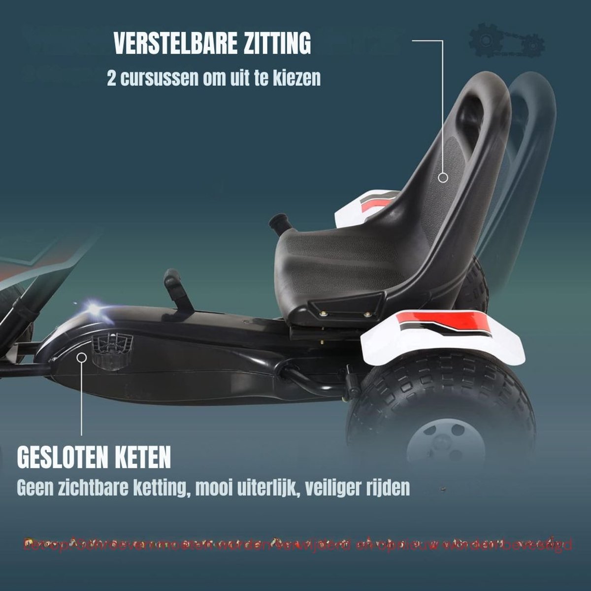 Skelters voor Jongens - Ligfiets - Verstelbaar Zadel - 104x66x57cm - Zwart/Wit