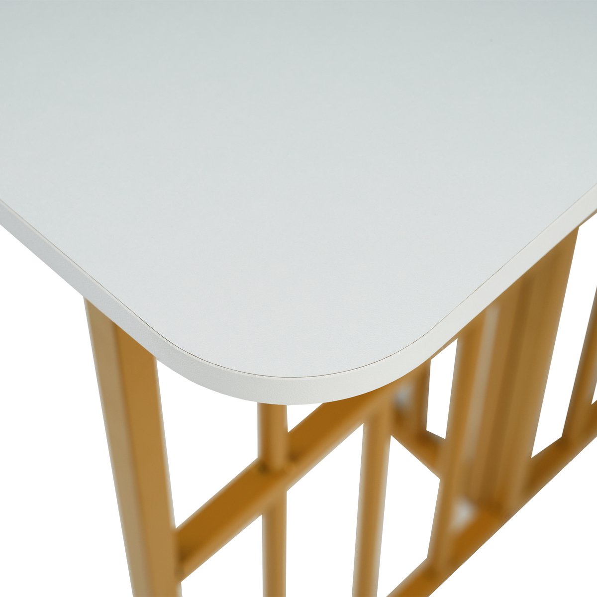 Opvouwbare Eettafel - Multifunctionele Uitschuifbare Eettafel - Beweegbare Eettafel - Uitschuifbare Eettafel met Lades - Eettafel in 3-Vorm - Wit en Goud
