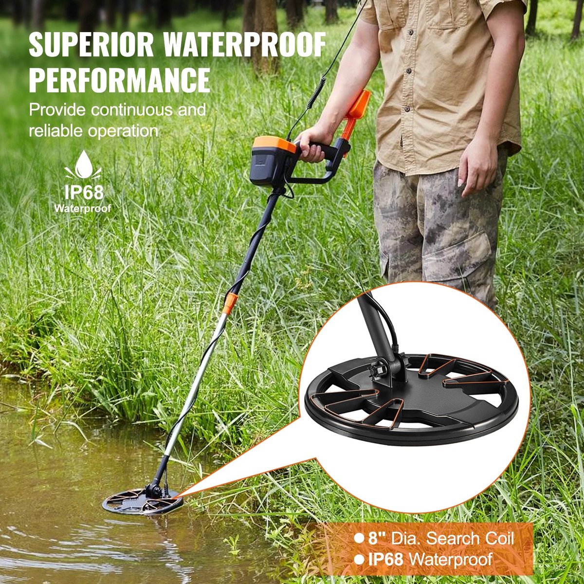 Metaaldetector - Professionele Metaaldetector - Onder Water Metaaldetector - 20,4x20,4cm - Waterdicht - Goudzoeker - Accu - Oplaadbaar - Detectieapparaat - Digitaal
