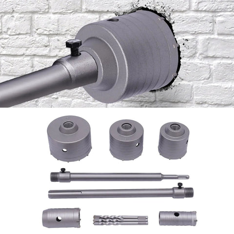 Betonborenset Pro7 - Professionele Beton Boren - 9 Delig - SDS Plus en Max Adapter - Ø 30-40-65-80-100mm - Premium Staal