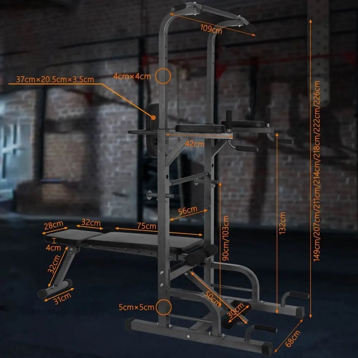 Pull up station - Fitness bank - Homegym - Fitness station - Krachtstation - Dipping Station