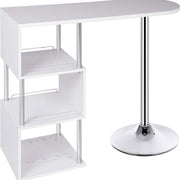 Bartafel - Met Opbergruimte - Voor Binnen - Keuken - Metalen Poot - Hout - Rechthoekig - Wit - 113x40x105 cm