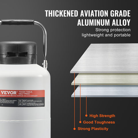 Tank Voor Vloeibare Stikstof - 3L - Gemaakt Van Aluminiumlegering Van Luchtvaartkwaliteit - Voor Duurzaamheid En Lichtgewicht - Ontwerp Van Vacuümisolatie -Toepassingen In Wetenschappelijk Onderzoek - Veeteelt - Mechanische Verwerking