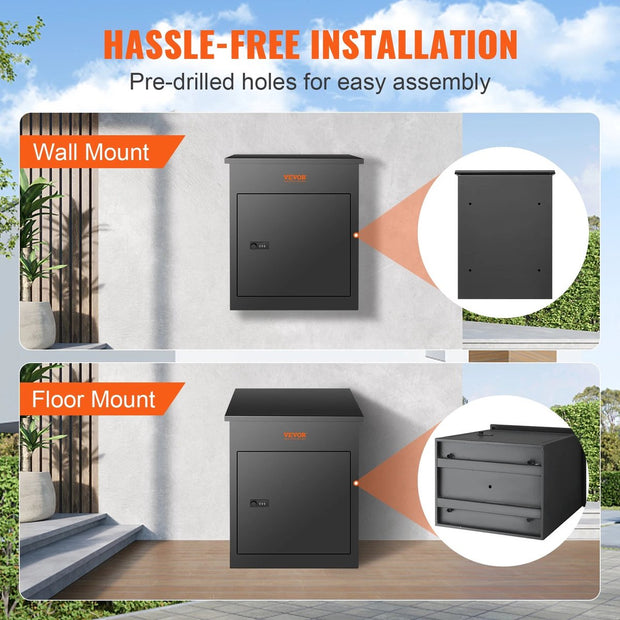 Mailbox - Anti-theft - Waterproof - Parcel delivery box - For outdoor - Large storage - With lock