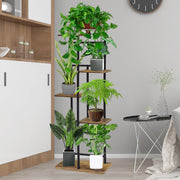 Wooden metal plant stand, 5 tiers, for indoor and outdoor use, 94 cm corner, flower rack, plant rack for multiple plants, flower stand, plant step for outdoor, balcony, garden, living room