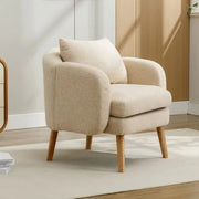 Teddy armchair - Reading chair - Living room - Children's room - Armchair with extra thick cushion - Solid wood legs - Beige