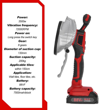 Tegeltiller - Tegelzuignap - Tegellifter - Tegelklem - Vacuum - Stenenklem - Tot 200kg - Elektrisch - Incl. 2x Batterij