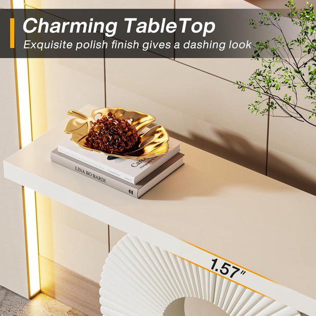 Moderne Consoletafel - Dressoirtafel - Bloemvormige Basis - Bijzettafel - Hout - Wit - 30 x 100 x 79 cm