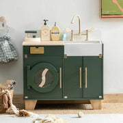 Kinder Wasmachine - Groen - Houten Speelgoed - Wasmachine - Droger - Peuters