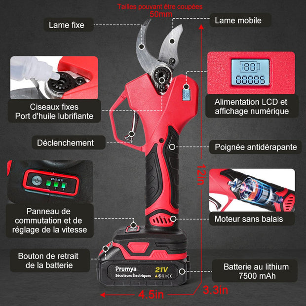 Elektrische Snoeier - Tuingereedschap - Borstelloos Snoerloos - Geschikt Voor Makita 18V Accu - Inclusief 2x Accu + 1x Lader