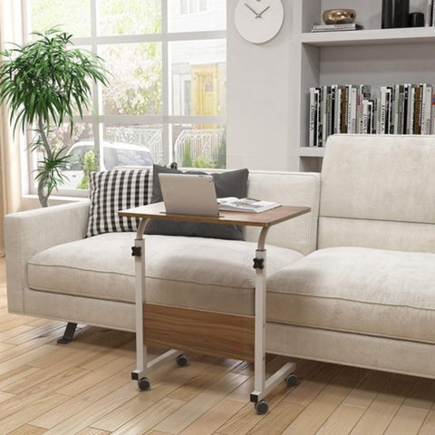 Laptoptafel - 60 x 40 cm - Bijzettafel op wieltjes - Bedtafel - Verstelbaar - Staande tafel - Klein bureau - Nachtkastje