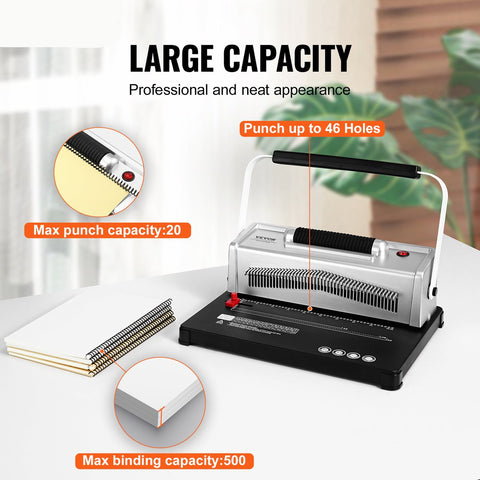 Spiraalbindmachine - IJzeren Basis + ABS-Kunststof Behuizing - Efficiënt en Schoon Inbinden - Compatibel met Verschillende Maten - Robuust en Duurzaam - Inclusief Accessoires