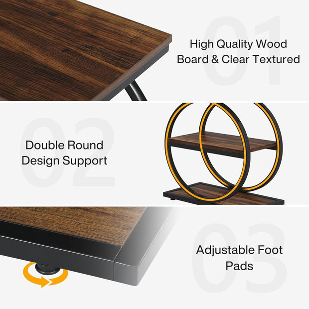 Bijzettafel - Bedtafel - Zijtafel - 30 x 60 x 65 cm - Nachtkastje Kleine Salontafel - voor Woonkamer Slaapkamer - Bruin