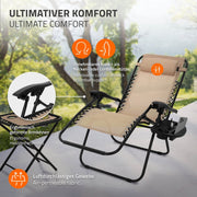 Ligstoel set 3-delig taupe opvouwbaar met tafel ML-Design