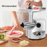 Elektrische vleesmolen 3 in 1 - Gehaktmolen - Worstenmaker - Worstvuller - Krachtig - 3000W