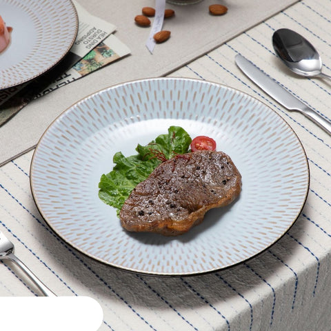 Serviesset – 32 delig – 8 persoons –Porselein - Luxe – Bordenset – Dinner platen – Dessertborden - Kommen - Mokken - Set - Grijs - Pluvo