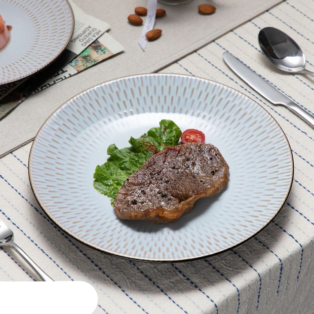 Serviesset – 32 delig – 8 persoons –Porselein - Luxe – Bordenset – Dinner platen – Dessertborden - Kommen - Mokken - Set - Grijs - Pluvo