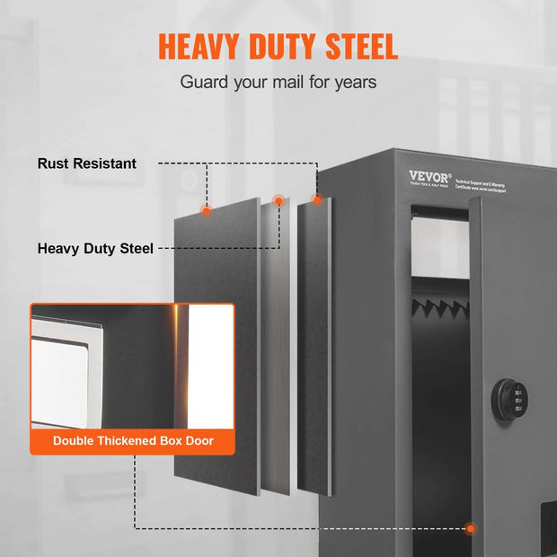 Letterbox - Letterbox with code - Anti-theft letterbox - Waterproof