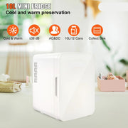 Mini Koelkast - 10 liter Draagbare Koeler/warmer - Huidverzorging Koelkast wit - Mini Fridge - Compacte Koelkast - Lichtgewicht Schoonheid Koelkast - Voor slaapkamer/kantoor/auto/boot/slaapzaal