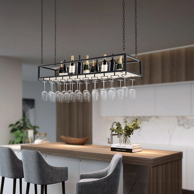 Wine rack - Wine glass holder - Wine rack for ceiling - Kitchen rack - 120 x 25 x 22 cm - Load capacity 75kg